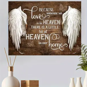 Angels Wings Wall Art Canvas Print - Inspirational Heaven in Our Home Decorative Poster, Frameless Canvas Art for Living Room, Bedroom, Bathroom Ornaments Decoration
