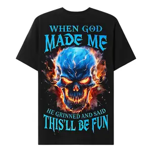 Chaosmoda Generation X When God Made Me He Grinned And Said This'll Be Fun Custom Year Skull T-shirt | Soft Breathable