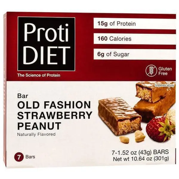 ProtiDiet - Protein Old Fashioned Strawberry Peanuts Bar - 7 Bars
