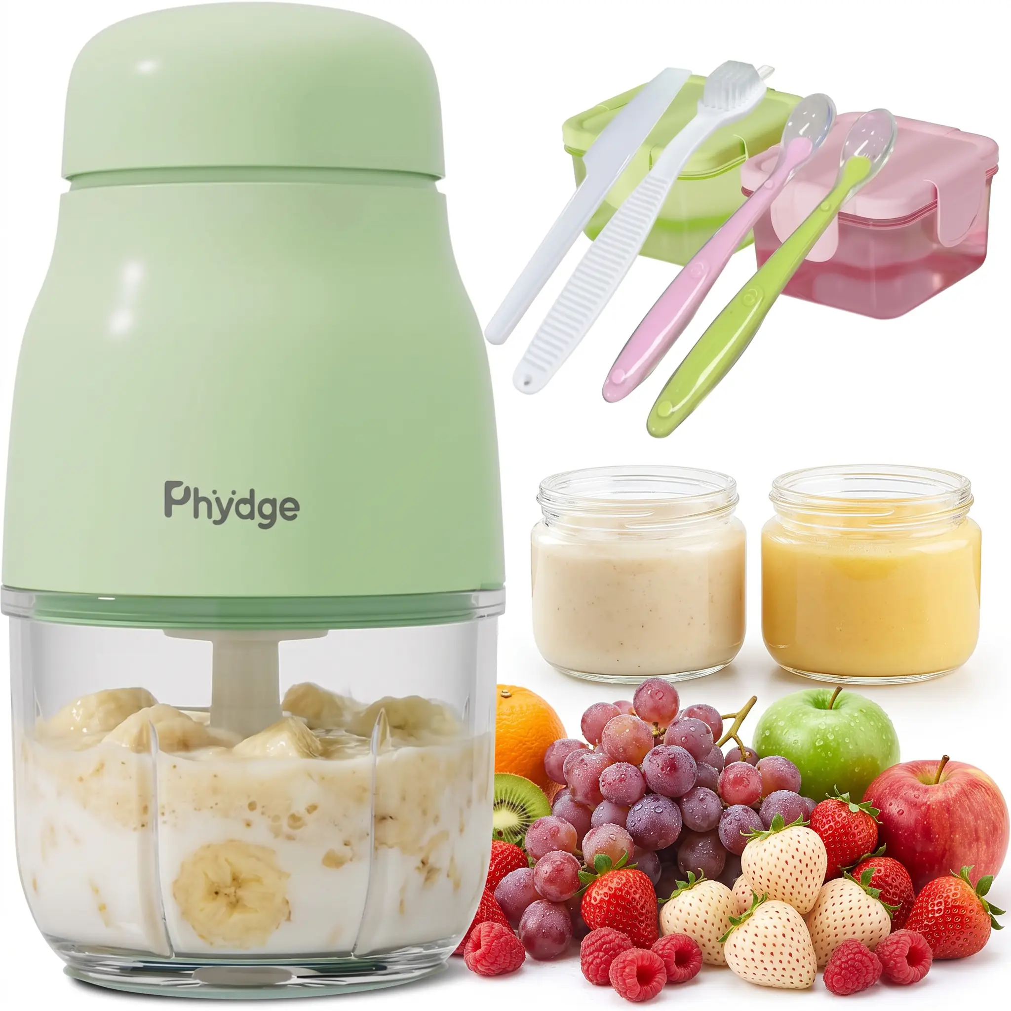 Upgraded Baby Food Maker, 10oz Food Processor with 8 Blades, Quiet Fast Blending, Food-Grade Glass Bowl, BPA-Free, Leak-Proof Sealing Design, Easy to Clean Baby Food