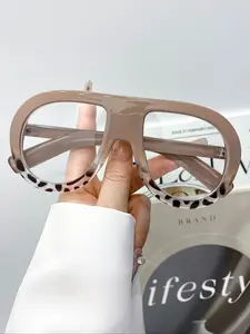 New Fashion Retro Large Frame Oval Flat Mirror Glasses, Trendy Casual Eyeglasses, High Quality Unisex Street Style Eyewear, Daily Wear Decorative Sunglasses, Stylish Eyeglass