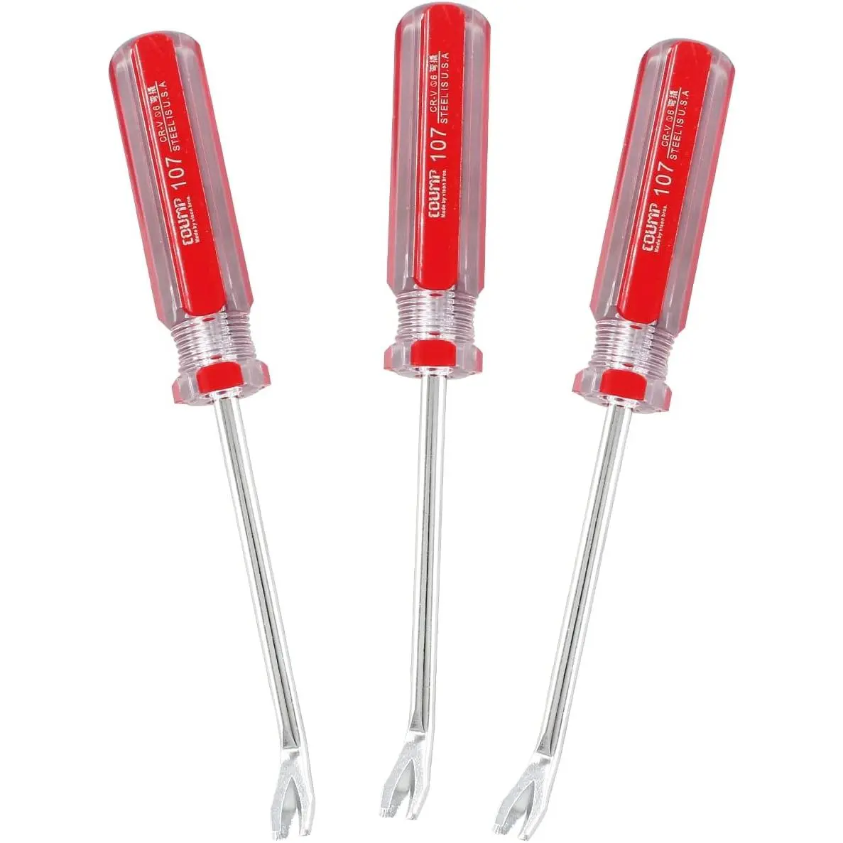 3pcs 7.4" V Tip Pry Screwdriver Tack Lifter Nail Staple Tack Rivet Remover Puller Removal Tool