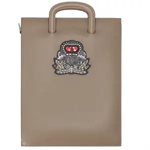 Pre-owned christian louboutin Leather Tote Bags Trick Track Tote Khaki Solid 1175038 Leather