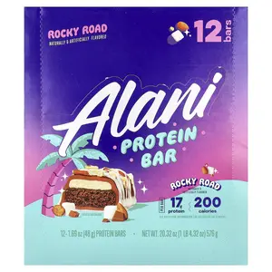 Alani Nu Protein Bar, Rocky Road, 12 Bars, 1.69 oz (48 g) Each