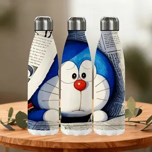1pc 18oz thermos cup, Cartoon Doraemon stainless steel thermos cup, water bottle, portable straw cup, outdoor cup, accompanying cup, coffee cup, cup set-Christmas Valentine's Day gift (straw in the cup) , suitable for gift giving