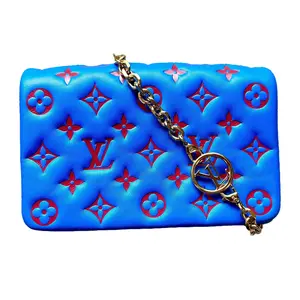 Pre-owned Louis Vuitton Italy Crossbody Bags Blue and Red Lambskin Coussin Pochette for Women