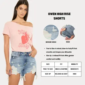 KANCAN - Owen Women's Denim High Rise Rainbow Threads Shorts