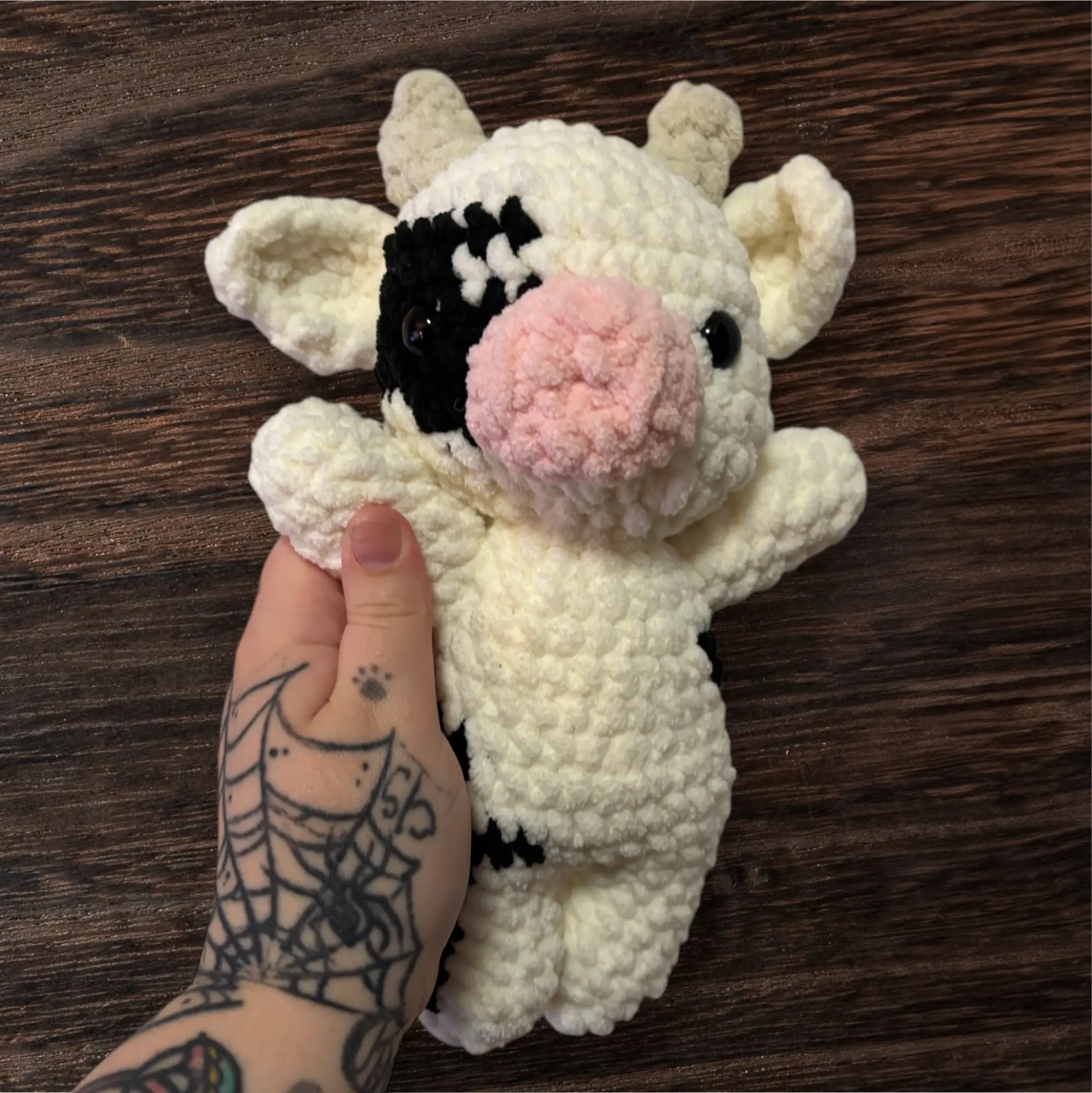 Crochet Cow Amigurumi: Handmade Chenille Stuffed Animal, Newborn Gift