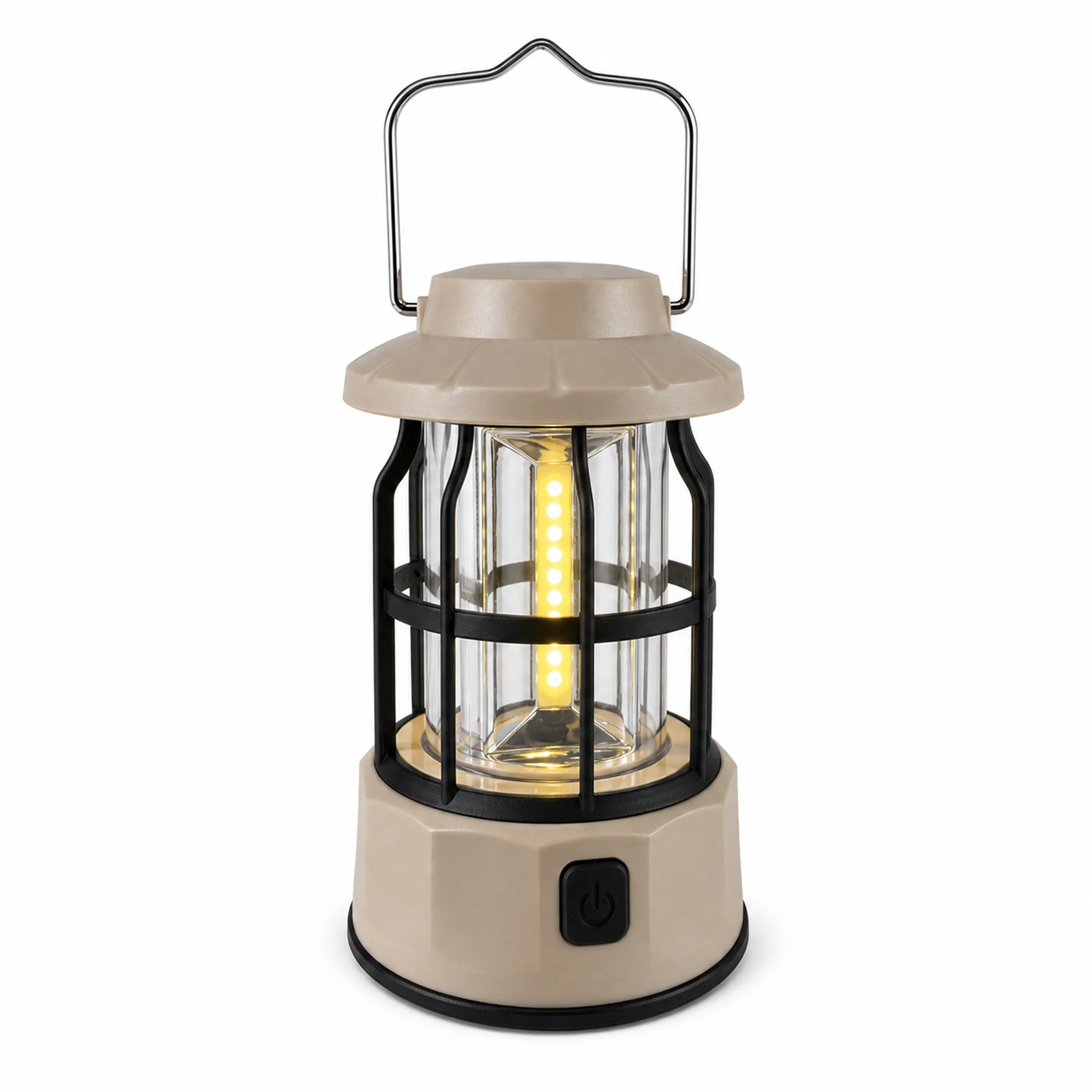Rechargeable Camping Lantern, 1200mAh Built-In Non-Removable Battery, 3-Mode Warm Yellow LED Light, ABS Portable Tent Lamp for Outdoor Camping, Hiking, Emergency, Power Outage
