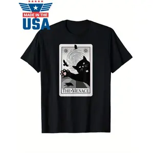 Mischievous Tarot Reading Cat Lover Tee With Occult Humor Design