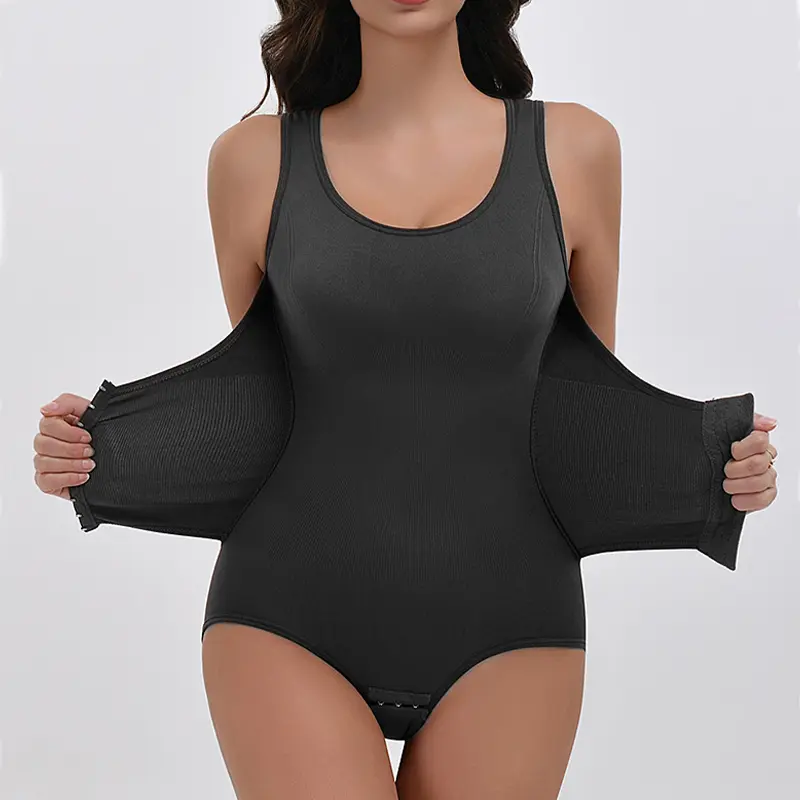 Women's Seamless Shapewear Bodysuit, Basic Solid Scoop Neck Full Body Shaper for Tummy Control and Waist Training Abdomen Smoothing Bodysuit Daily Wear Shapewear, Everyday Wear Fitted Shapewear Garment Compression Tummy Control