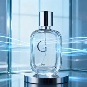 Cool Fresh Scent 50ml | Fresh Woody Notes | Minimalist Men & Women | Clear Square Bottle with Silver Cap | Commute / Business / Daily