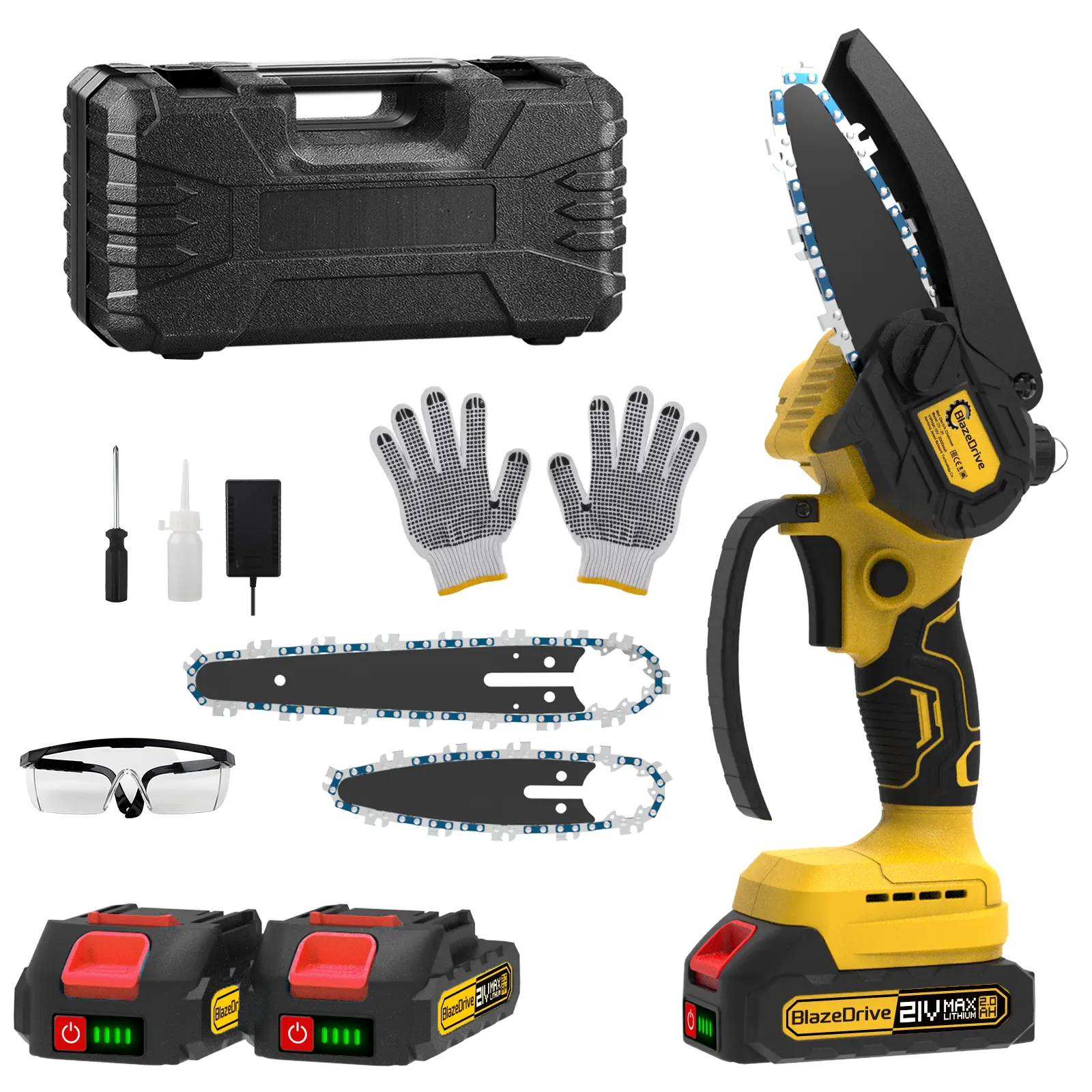 Mini Cordless Chainsaw, Lightweight & Portable Handheld Electric Tree Cutter with Splash Guard, Security Lock, Optional Rechargeable Battery, and Safe Trimming for Quick Cutting of Tree Branches, Courtyard, Household, and Garden, Gifts for Men