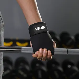 1 Pair Weight Lifting Wrist Straps, Double Layer Leather Palm Grips for Deadlift & Powerlifting, Adjustable Neoprene Padded Gym Workout Hooks, Sports Training Straps