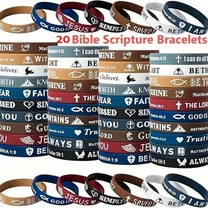 20pcs Bible Verse Silicone Bracelets, Cute Multicolor Wristbands, Comfortable Lightweight, Unisex Daily Wear, Perfect Party Gift