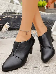 Women's High Heel Retro Single Shoe, Thick Sole Design, Thick Bottom Shoes, Fashionable Stylish Elegant Classy Comfortable Footwear, Perfect Casual Match, Classic Durable Structure