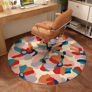 Abstract Art Round Rug for Living Room, 3Ft Round Washable Rug, Abstract Small Circle Kitchen Area Rugs, Non Slip Low Pile Circular Rugs, Soft Round Carpet for Bedroom, Office, Kitchen Entryway, Bathroom