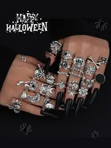 Halloween Themed Ring Set, Punk Style Ring Set for Women & Girls, Fashion Accessories for Party, Daily Decor, Trendy All-match & Exquisite Jewelry for Gift, Dark Aesthetic Rings