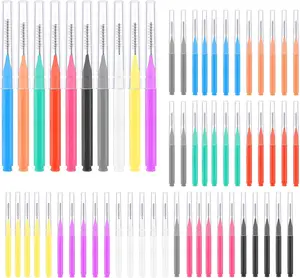 100 Pcs Interdental Brushes, 6 Sizes Braces Flossers for Cleaner Braces Brush Soft Dental Brushes Toothpicks Dental Floss Picks Dental for Braces Oral Cleaning(10 Colors)