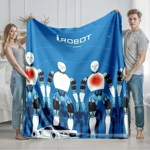 1 piece I, Robot Robot and Future Technology Movie Poster themed flannel blanket - Flannel blanket with modern design, suitable for sofas and beds, all-season use, super soft and comfortable, digitally printed pattern, 100% polyester material