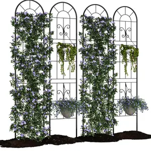 GARVEE 4 Pack No Dig Dog Fence Panels - 55 Inch Tall Rustproof Outdoor Animal Barrier with Decorative Garden Fence Panels and Gate for Yard Border and Patio (55 x 11.8 inch)