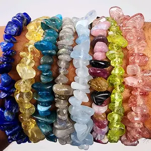 Gemstone Chip 6.5"-7" Bracelets - Natural Crystals in Various Colors - Handmade with Natural Gemstones