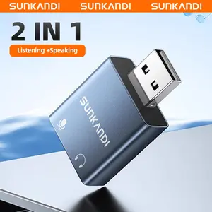 SUNKANDI USB to Audio Jack Sound Card Adapter with 3.5mm Headphone and Microphone USB to Aux 3.5mm External Audio Converter for Windows Mac Linux PC Laptops Desktops PS5 Switch 2