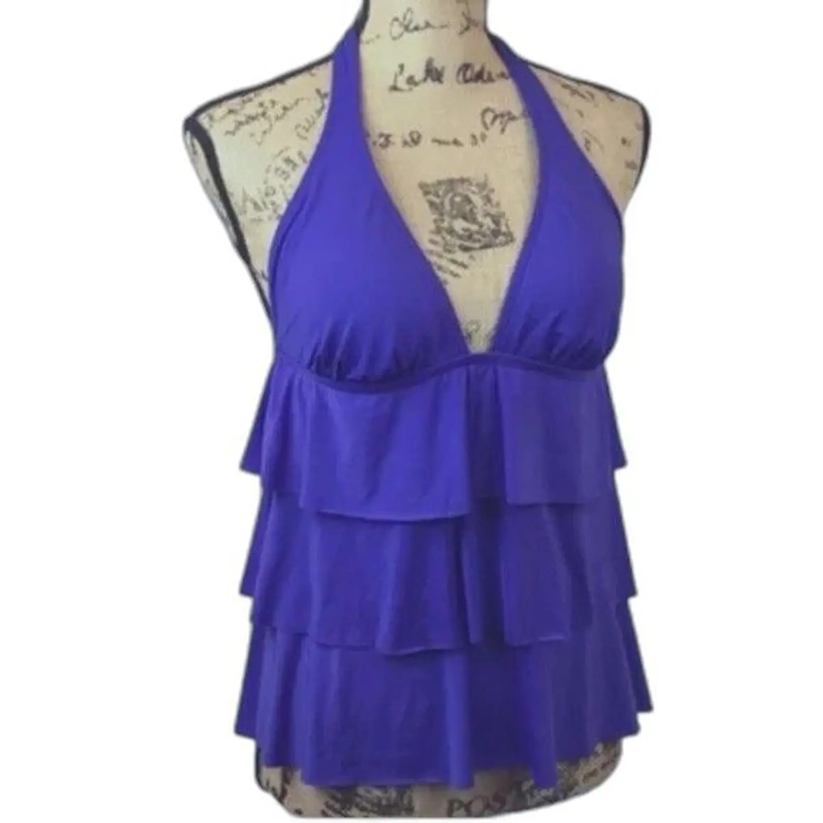 Kenneth Cole: Womens Tiered Tankini Swim Top - Cobalt Blue, Size Small