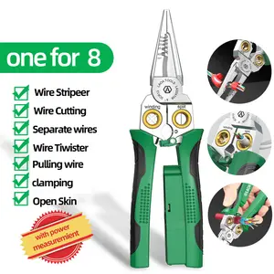 8-in-1 Wire Crimper Stripper with Voltage Detector & Dual Alarms - Heavy Duty 12-250V AC/DC Tester for Hot/Neutral Wires - Electrician, HVAC, Car Repair Tool.