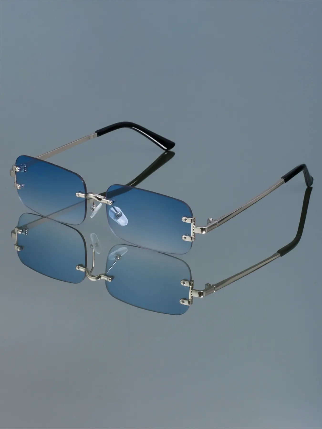New Fashion Frameless Rectangular Glasses, Small Frame Simple Versatile Daily Casual Wear Decorative Eyewear for Men & Women
