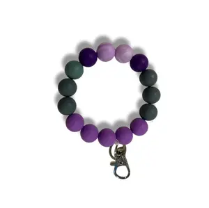 Elastic Silicone Beaded Wristlet for Wallets Keychains & More with Secure Clip Attachment