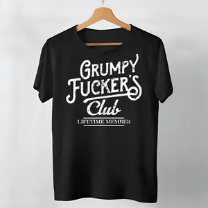 Mens Funny T Shirts Grumpy Fckers Club Sarcastic Graphic Novelty Tee For Men Cool Vintage Fashion T-Shirt Gift Classic Menswear Funny offensive Short Sleeve Novelty Tees