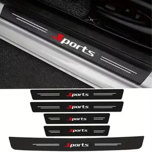 5 Carbon Fiber Threshold Guards, Sports Letter Design, Scratch & Impact Resistant, Easy Install, Non-Slip, Fits All Cars, Durable Car Door Protection, Car Accessories
