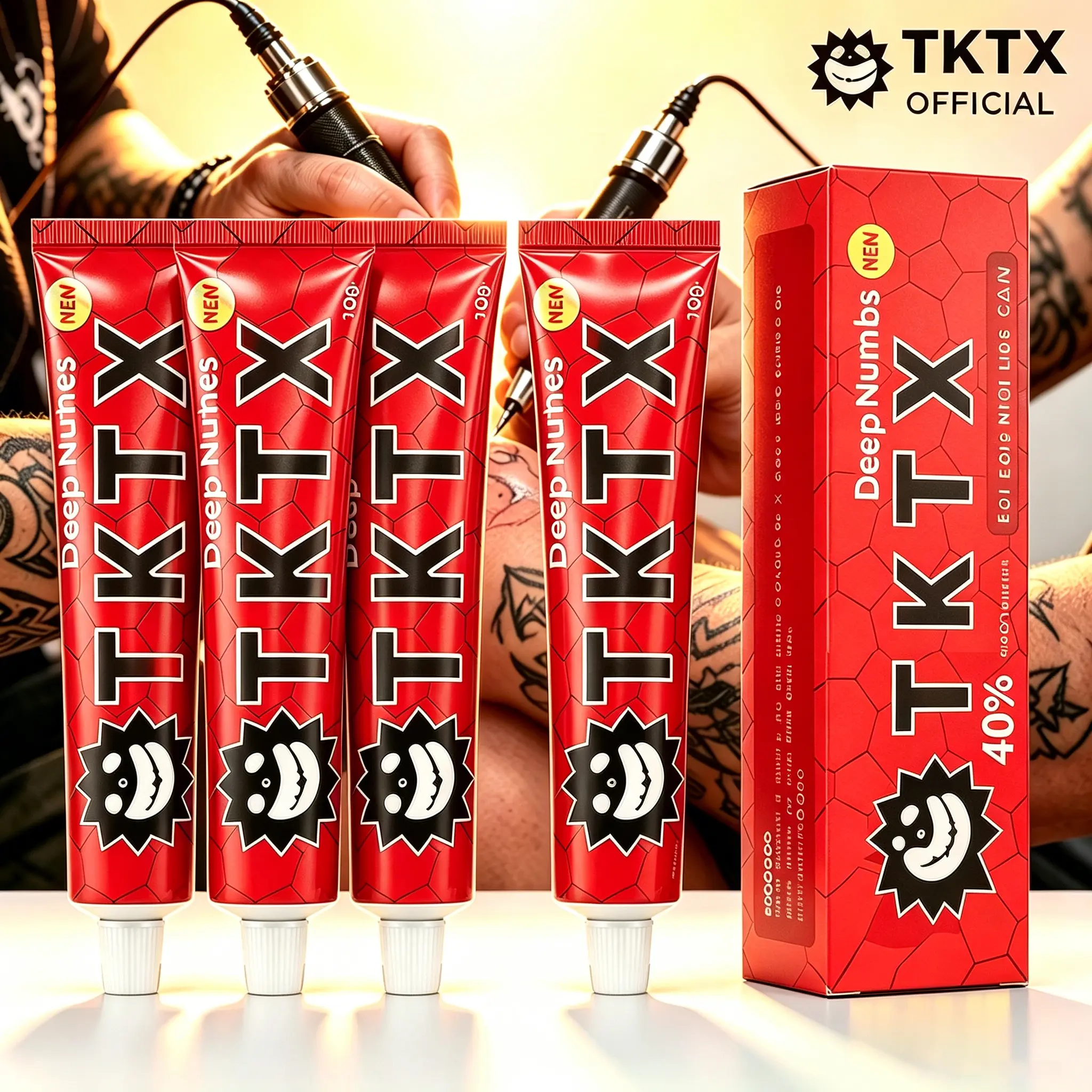 TKTX Red 40% Max Strength Topical Numbing Cream - Painless for Tattoos, Piercings - Long-Lasting Tattoo Aftercare Anesthetic Cream (Beauty & Personal Care, Bath & Body Care)