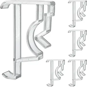 Plastic Hidden Valance Snap-On Clips, 2-in Universal Retainer Holders, Set of 5 for Horizontal Faux & Wood Blind Window Valance Covers, Snap-On Clip