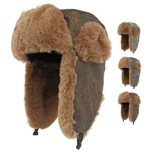 HT4983 Russian Hat Thick Warm Winter Hats for Men Women Fluffy Fur Russian Hat Male Female Ski Earflap Cap Windproof Bomber Hat