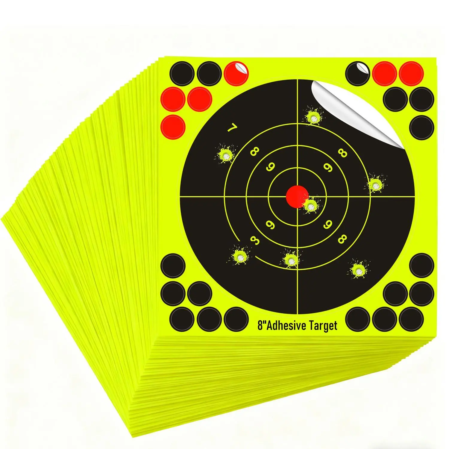 50/100 Pack Adhesive Splatter Target Paper, 8 Inch High-Visibility Reactive Bullseye  Shooting Target Stickers