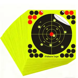 50/100 Pack Adhesive Splatter Target Paper, 8 Inch High-Visibility Reactive Bullseye  Shooting Target Stickers