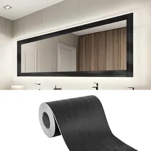 32ft x 4.2in Black Mirror Tape Border, Peel and Stick Mirror Border for Bathroom,  PVC Wallpaper, 393x4.2 in