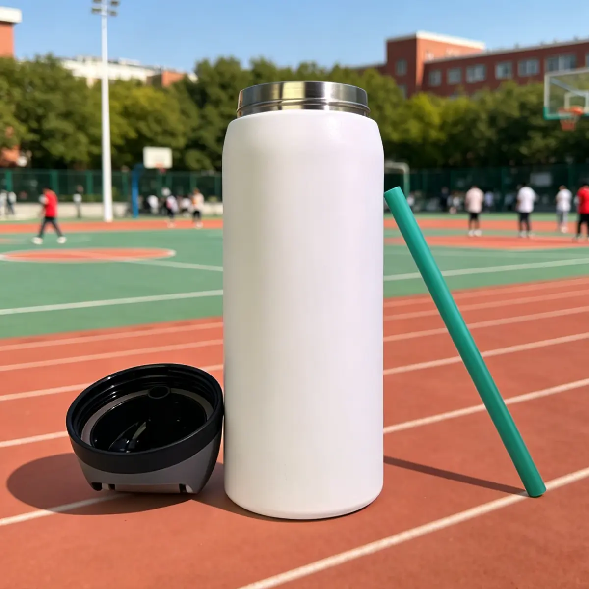 OW(Aurora White) 32oz/945ml double-walled vacuum insulated stainless steel bicycle water bottle with straw,double-layer insulation for hot and cold beverages, 100% leak-proof travel mug,suitable for outdoor sports, travel, hiking, and other occasions.