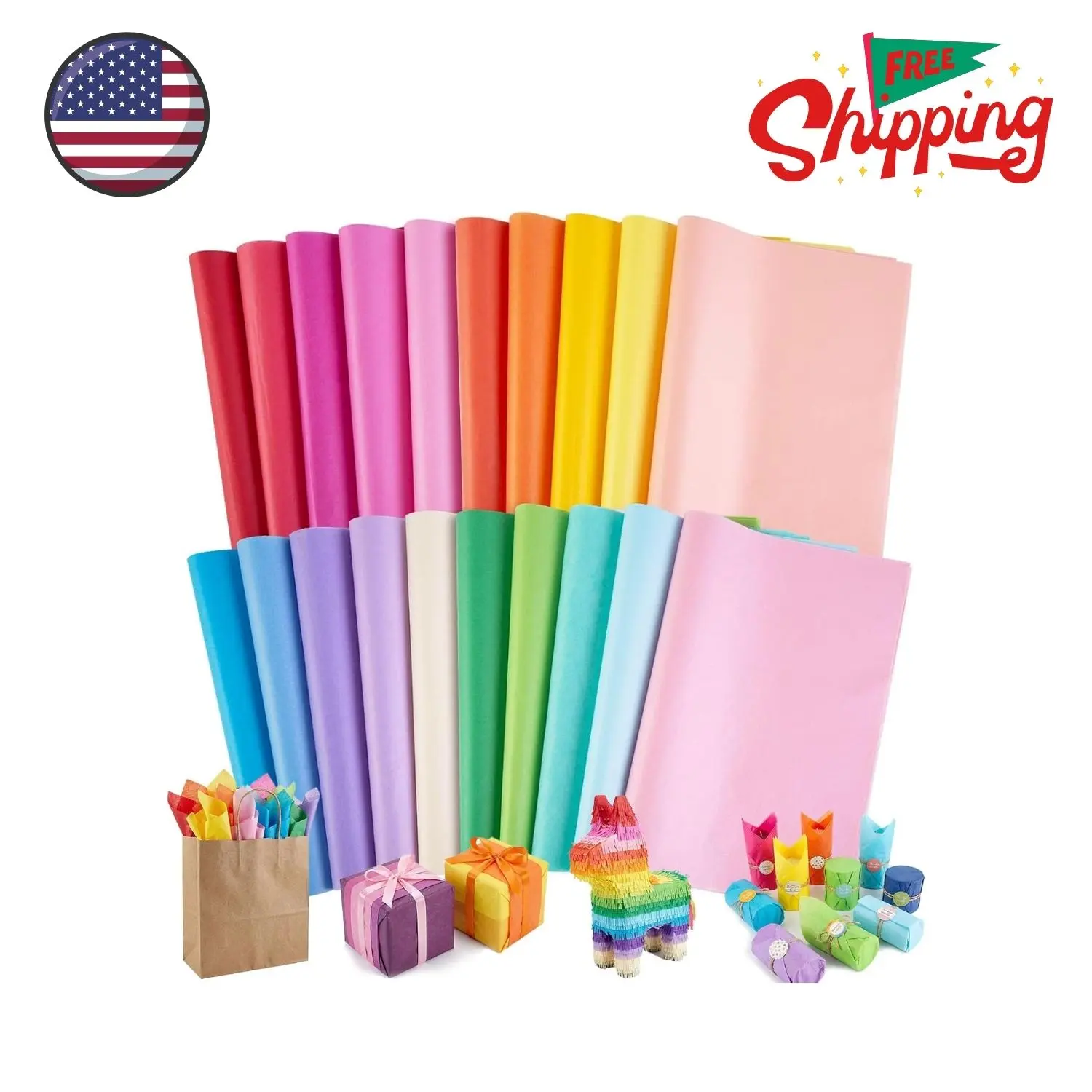 330 Sheets Tissue Paper, 14x10 Inch Multicolor Wrapping Tissue Paper