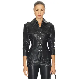 WeWoreWhat Western Button Up Top in Black