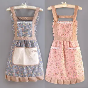 New style princess apron for kitchen, breathable work clothes, household, washable, stain-proof, with shoulder straps, canvas bib apron cover dress