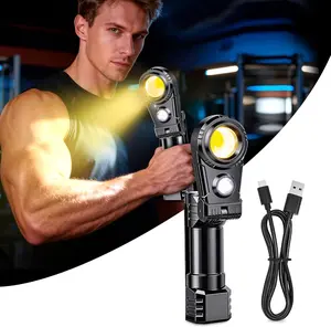 Gym Lamp for Posing, Magnetic Home Gym Lighting, Rechargeable 180° Foldable Led Light, Mini Samll Lights Lamps for Bodybuilding Work Camping