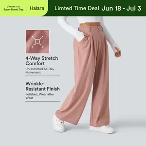 【Creator’s Pick】Halara Flex High Waisted Pocket Wide Leg Waffle Work Pants