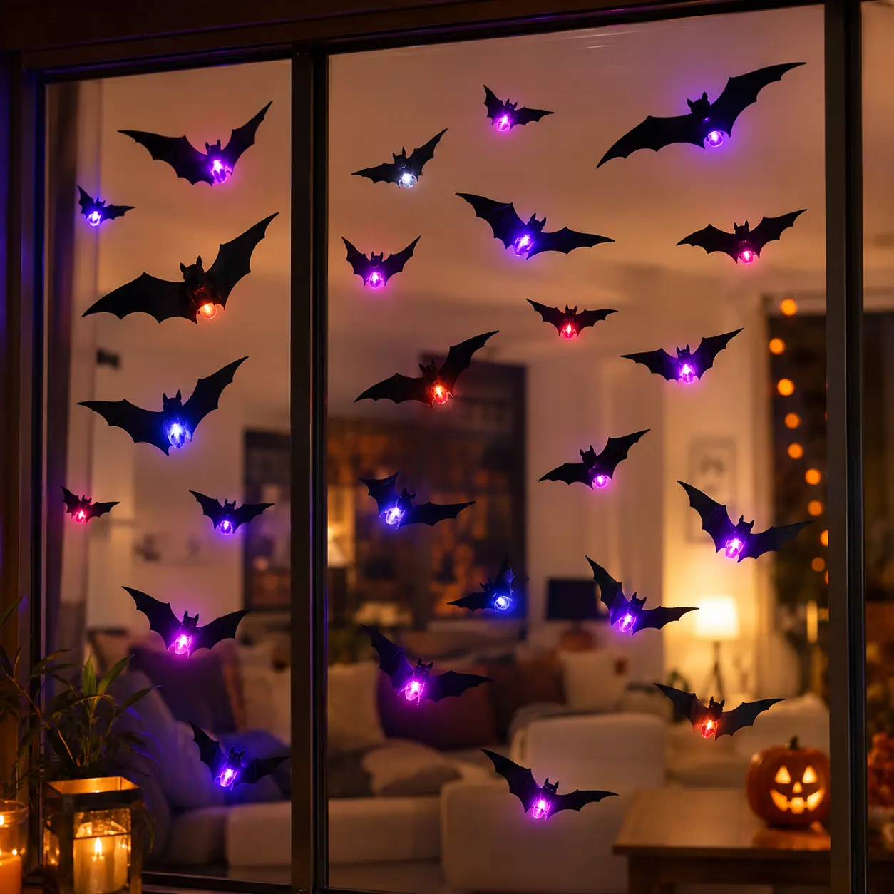 3D LED Bat Stickers Set (8 Pcs/24 Pcs) - Smooth 3D Bat-Shaped Glowing Photo Ornaments, Indoor Decor, Spooky Halloween Home Party Haunted House Window Decorative Stickers