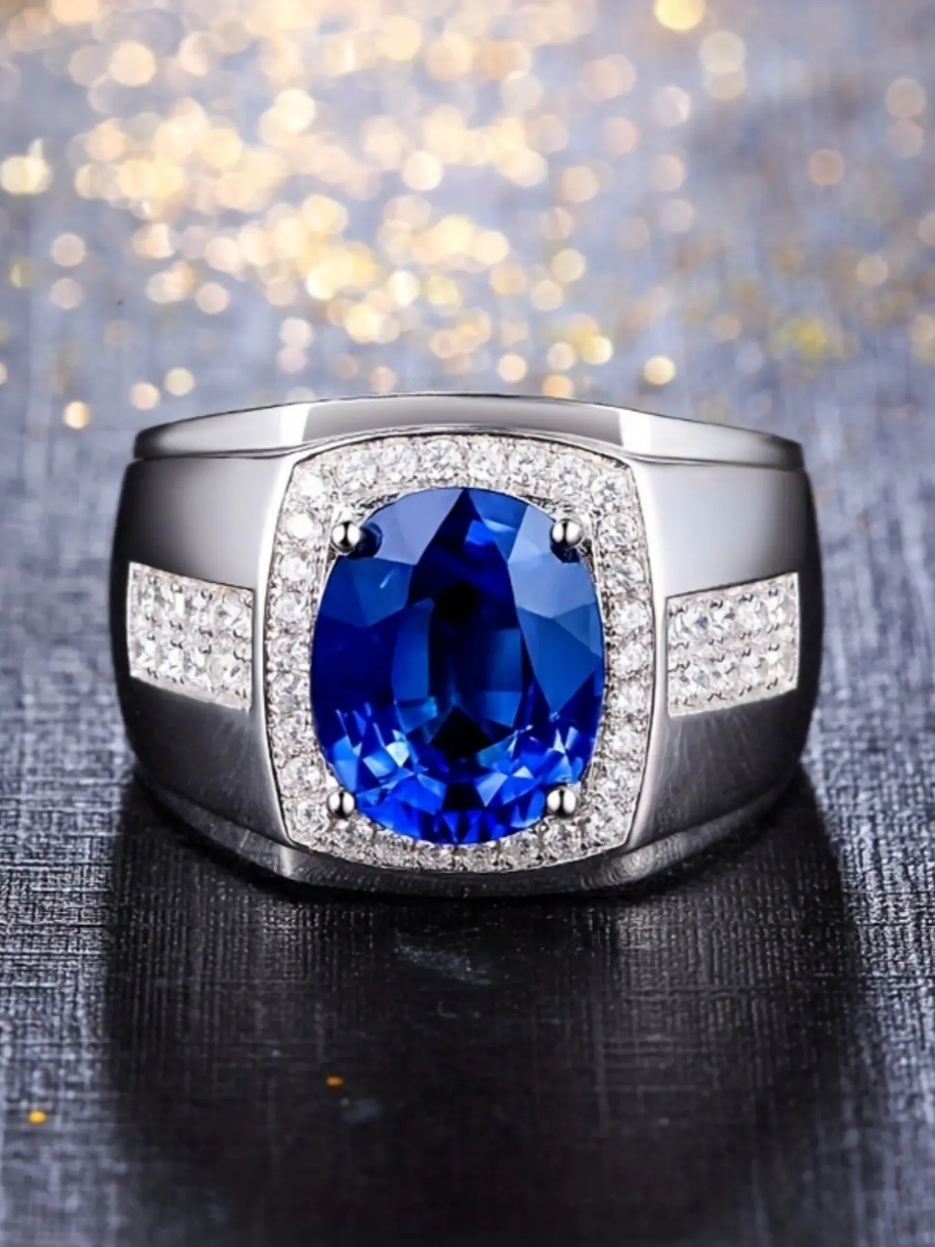 Men's Fashion Elegant Blue Zircon Ring, Beautiful Rings, Statement Ring, Engagement Rings, Business Style Wedding Engagement Party Jewelry Gift, 1pcs Stylish Accessory
