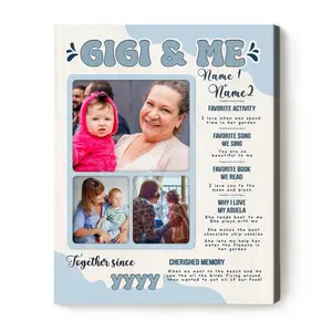 Personalized Mother’s Day Gift For Grandma, New Grandma Custom Photo Canvas, Gifts For New Grandmothers, Grandson Granddaughter To Grandmother Gifts