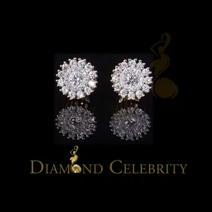 Diamond Celebrity’s 1.00ct VVS ‘D’ Moissanite Men’s/Womens 925 Silver Yellow Floral Stud Earrings