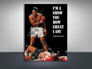 Muhammad Ali Poster, Motivational, Quote, Gallery Canvas Wrap, Man Cave, Kids Room, Game Room, Bar
